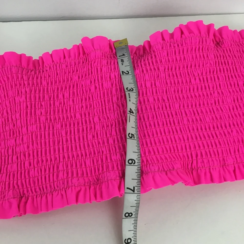 Beachsissi Bandeau Bikini Top Hot Pink Smocked XL New